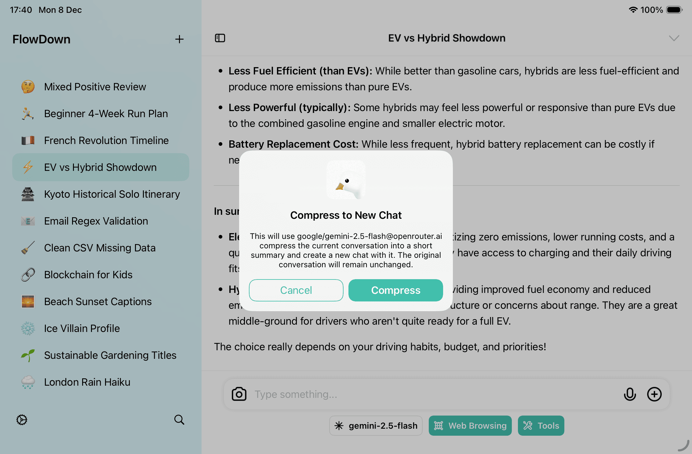 Image compression setting